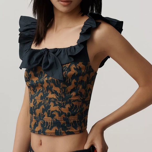 Anthropologie Tops - Maeve Flutter-Sleeve Crop Blouse